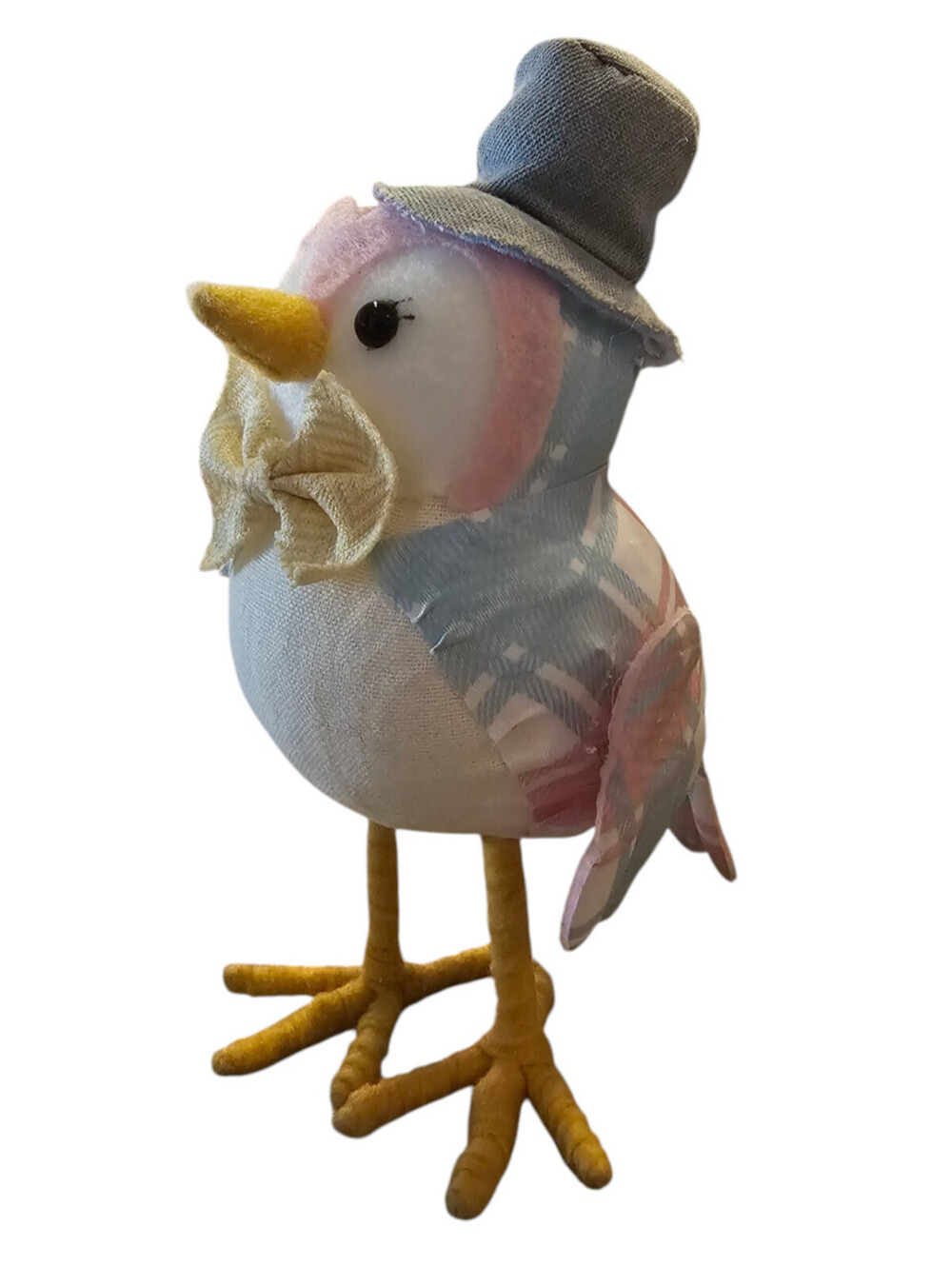 Target Spritz Featherly Friends pink and blue plaid Easter fabric bird figurine